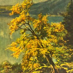 Edward Theodore Compton 1914 m. darbo “Der Königssee” printas mediniame rėme 6x99x73,5 cm