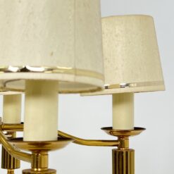 Žalvarinis penkių šakų sietynas su tekstilės gaubteliais 55x55x84 cm