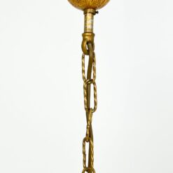 Metalinis penkių šakų sietynas su stiklo detalėmis, augalų lapų motyvais 43x43x94 cm