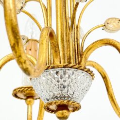 Metalinis penkių šakų sietynas su stiklo detalėmis, augalų lapų motyvais 43x43x94 cm