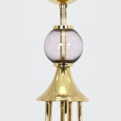 Vintažinis penkių šakų metalinis sietynas su spalvoto stiklo detalėmis 58x58x67 cm