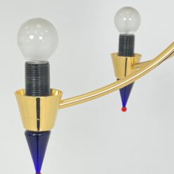 Vintažinis penkių šakų metalinis sietynas su spalvoto stiklo detalėmis 58x58x67 cm