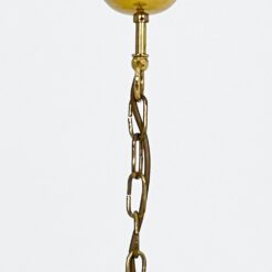 Žalvarinis pakabinamas šviestuvas su augalų motyvais dekoruotu stiklu 42x42x123 cm