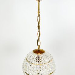 Žalvarinio rėmo pakabinamas šviestuvas su krištolo karoliukais 25x25x65 cm