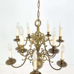 Žalvarinis dviejų aukštų, dvylikos šakų sietynas 67x67x102 cm