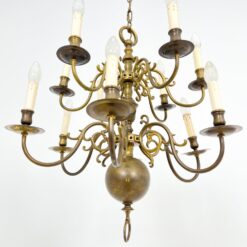 Žalvarinis dviejų aukštų, dvylikos šakų sietynas 67x67x102 cm