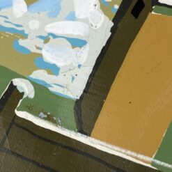 Aliejiniais dažais ant drobės tapytas žiemiškas miestelio peizažas 2×50,5×40,5 cm