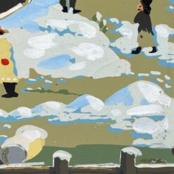 Aliejiniais dažais ant drobės tapytas žiemiškas miestelio peizažas 2×50,5×40,5 cm