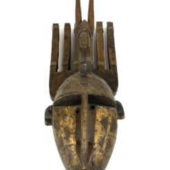 Apeiginė Bamana N’tomo medinė kaukė su žalvario apdailomis 16x22x56 cm