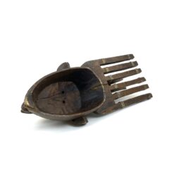 Apeiginė Bamana N’tomo medinė kaukė su žalvario apdailomis 16x22x56 cm