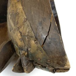 Apeiginė Bamana N’tomo medinė kaukė su žalvario apdailomis 16x22x56 cm