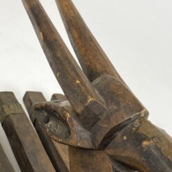 Apeiginė Bamana N’tomo medinė kaukė su žalvario apdailomis 16x22x56 cm