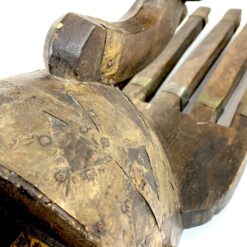 Apeiginė Bamana N’tomo medinė kaukė su žalvario apdailomis 16x22x56 cm