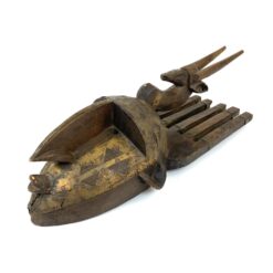 Apeiginė Bamana N’tomo medinė kaukė su žalvario apdailomis 16x22x56 cm