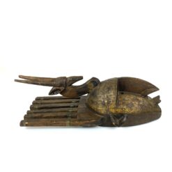 Apeiginė Bamana N’tomo medinė kaukė su žalvario apdailomis 16x22x56 cm