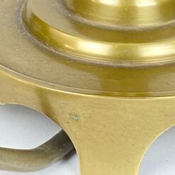 Žalvarinis stalinis šviestuvas žydros spalvos tekstilės gaubtu 27x27x39 cm