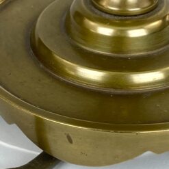 Žalvarinis stalinis šviestuvas žydros spalvos tekstilės gaubtu 27x27x39 cm