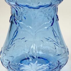 Žibalinė lempa alaviniu pagrindu ir mėlyno stiklo gaubtu 17x17x51 cm