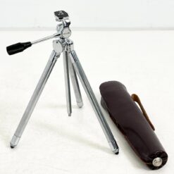 Vintažinis "Okular" reguliuojamo aukščio trikojis stovas su odiniu dėklu 6x7x30 cm