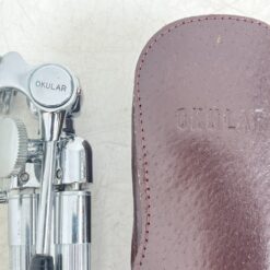 Vintažinis “Okular” reguliuojamo aukščio trikojis stovas su odiniu dėklu 6x7x30 cm