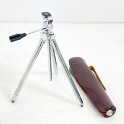 Vintažinis “Okular” reguliuojamo aukščio trikojis stovas su odiniu dėklu 6x7x30 cm