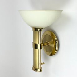 Žalvarinis sieninis B+M Leuchten šviestuvas stiklo gaubtu, modelis Palais 14x32x29 cm