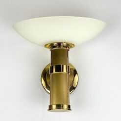 Žalvarinis sieninis B+M Leuchten šviestuvas stiklo gaubtu, modelis Palais 14x32x29 cm