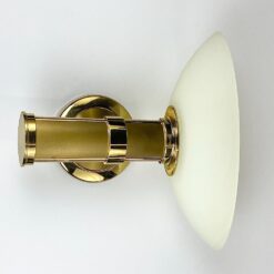 Žalvarinis sieninis B+M Leuchten šviestuvas stiklo gaubtu, modelis Palais 14x32x29 cm