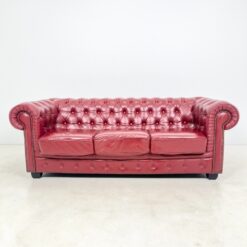 Chesterfield stiliaus natūralios odos trivietė sofa 102x222x80 cm, 47 cm