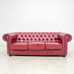 Chesterfield stiliaus natūralios odos trivietė sofa 102x222x80 cm, 47 cm