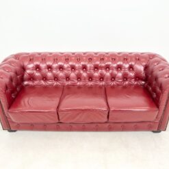 Chesterfield stiliaus natūralios odos trivietė sofa 102x222x80 cm, 47 cm