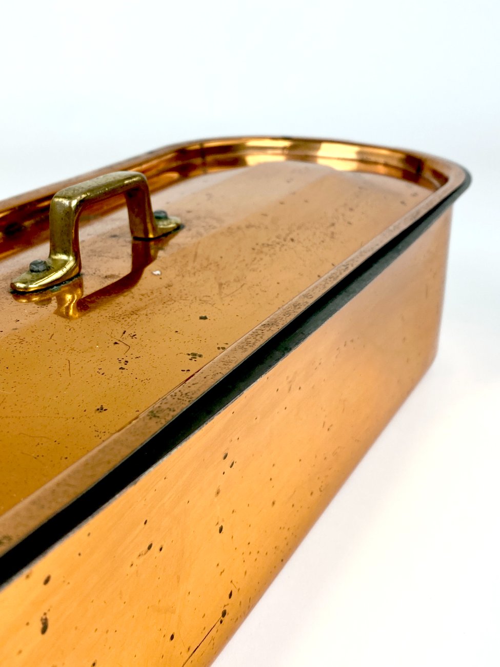 DR0411-kiti-indai-15 Variuoto metalo žuvies gaminimo indas su dangčiu ir žalvario rankenomis 17x51x13 cm
