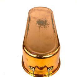 Variuoto metalo žuvies gaminimo indas su dangčiu ir žalvario rankenomis 17x51x13 cm