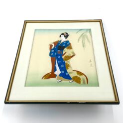 Ant audinio tapytas paveikslas "Geiša" mediniame rėme su stiklu 1,5x48,5x58 cm