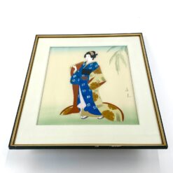 Ant audinio tapytas paveikslas “Geiša” mediniame rėme su stiklu 1,5×48,5×58 cm
