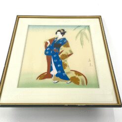 Ant audinio tapytas paveikslas “Geiša” mediniame rėme su stiklu 1,5×48,5×58 cm