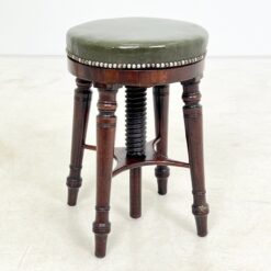 Senovinė reguliuojamo aukščio raudonmedžio pianino kėdutė su oda 33x33x50(+17) cm