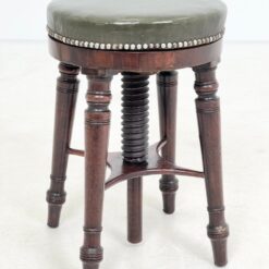 Senovinė reguliuojamo aukščio raudonmedžio pianino kėdutė su oda 33x33x50(+17) cm