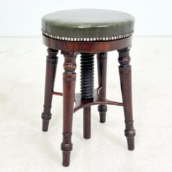 Senovinė reguliuojamo aukščio raudonmedžio pianino kėdutė su oda 33x33x50(+17) cm