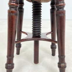Senovinė reguliuojamo aukščio raudonmedžio pianino kėdutė su oda 33x33x50(+17) cm