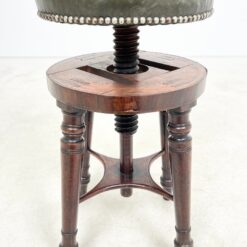 Senovinė reguliuojamo aukščio raudonmedžio pianino kėdutė su oda 33x33x50(+17) cm