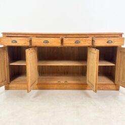 Tikmedžio masyvo keturių stalčių ir keturių durų komoda 52x204x100,5 cm