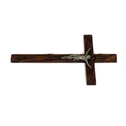 Pakabinamas medinis kryžius su metaline Jėzaus Kristaus figūra 4x25x49,5 cm