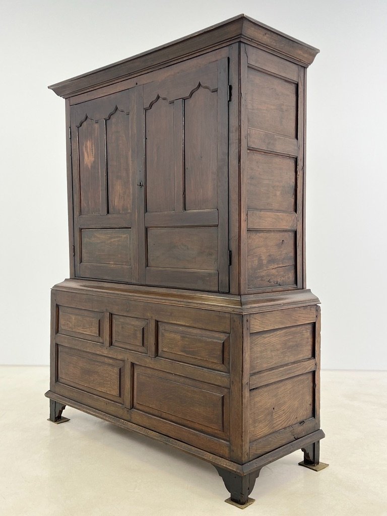 DS0045-spintos-4 Senovinė ąžuolo masyvo rūbų spinta 57x142x186 cm