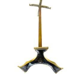Žalvarinis židinio įrankių komplektas su stovu 17x17x55,5 cm