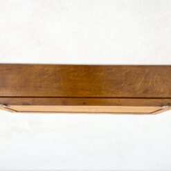 Drožinėta ąžuolinė sieninė kabykla su šešiais žalvariniais kabliukais 21x99x33 cm