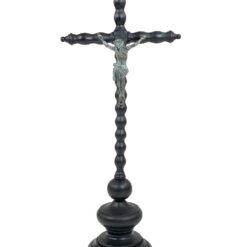 Senovinis pastatomas medinis kryžius su metaline Jėzaus Kristaus figūra 13,5x23x54,5 cm