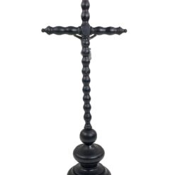 Senovinis pastatomas medinis kryžius su metaline Jėzaus Kristaus figūra 13,5x23x54,5 cm
