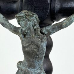 Senovinis pastatomas medinis kryžius su metaline Jėzaus Kristaus figūra 13,5x23x54,5 cm