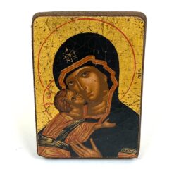 Medinė rankų darbo senovinės ikonos reprodukcija 1,5x5,5x8 cm